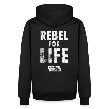 extinction rebellion just rebel - Männer Premium Bio Hoodie - Schwarz - Hinten - Nico (187cm)
