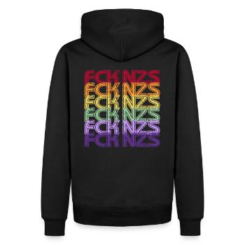 FCK NZS - The world is colorful! - Against the right wing - Men’s Premium Organic Hoodie - black - Back - Nico (187cm)