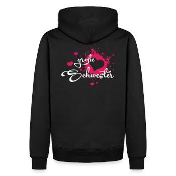 Große Schwester - Herzchen - Männer Premium Bio Hoodie - Schwarz - Hinten - Nico (187cm)
