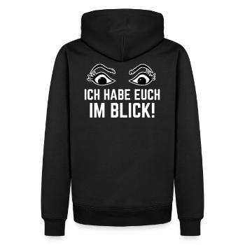 Ich habe euch im Blick Lehrersprüche Shirt Rücken - Männer Premium Bio Hoodie - Schwarz - Hinten - Nico (187cm)