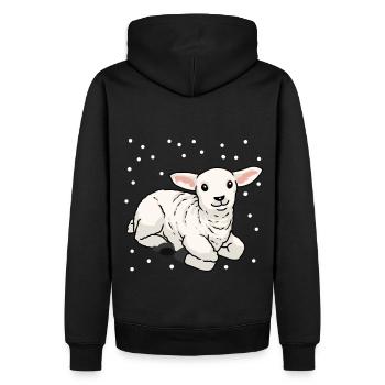 Baby Lamb Sheep Happy Easter Snow Sheep - Men’s Premium Organic Hoodie - black - Back - Nico (187cm)