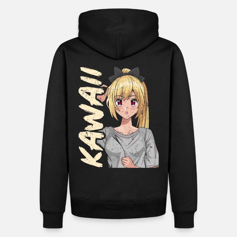 Fille anime - kawaii - Sweat à capuche Premium bio Homme - noir