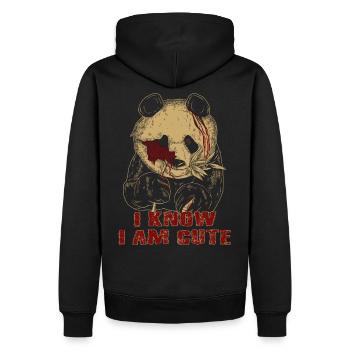 Halloween zombie humour panda horreur sang gothique - Sweat à capuche Premium bio Homme - noir - Dos - Nico (187cm)