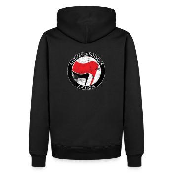 Antifa - Gegen Rechts - Männer Premium Bio Hoodie - Schwarz - Hinten - Nico (187cm)