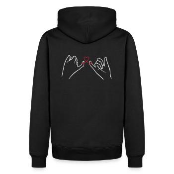 Boucle de coeur de mains Coeur d'amour de mains aidant merci - Sweat à capuche Premium bio Homme - noir - Dos - Nico (187cm)