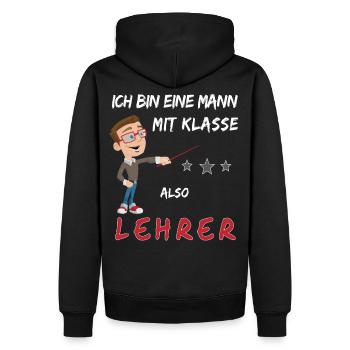 Lehrer mit Klasse Schule Abi Matura Gymnasium - Männer Premium Bio Hoodie - Schwarz - Hinten - Nico (187cm)