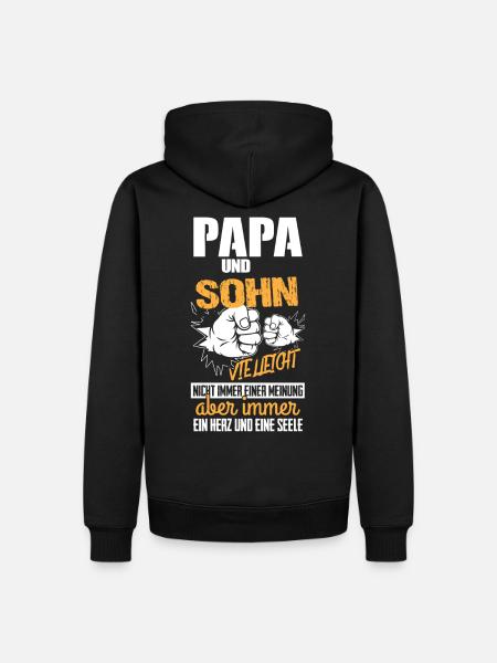 Papa Und Sohn Geschenk - Männer Premium Bio Hoodie - Schwarz