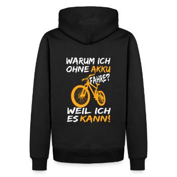 Mountainbike Anti E-Bike Ohne Akku Retro Vintage - Männer Premium Bio Hoodie - Schwarz - Hinten - Nico (187cm)