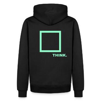 Think outside the Box, Querdenker, Anders denken - Männer Premium Bio Hoodie - Schwarz - Hinten - Nico (187cm)