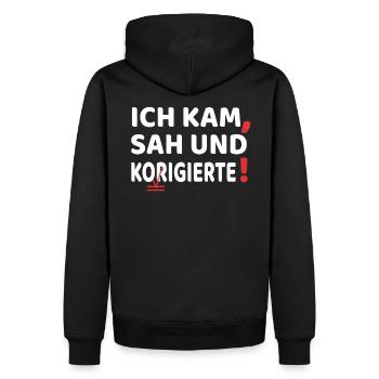 ich kam sah und korrigi.. Lehrer Lehrerin Geschenk - Männer Premium Bio Hoodie - Schwarz - Hinten - Nico (187cm)