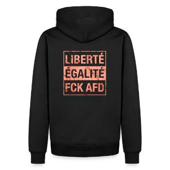 Liberté Égalité FCK AFD Shirt - Männer Premium Bio Hoodie - Schwarz - Hinten - Nico (187cm)