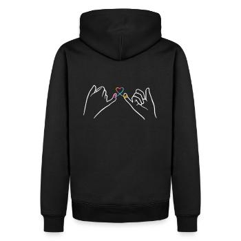 Two hands with a heart bow, Valentine's Day, love, - Men’s Premium Organic Hoodie - black - Back - Nico (187cm)