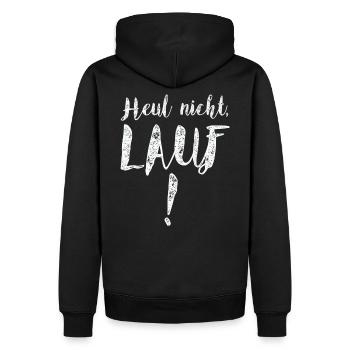 Tolles Shirt für Läufer: Heul nicht, Lauf! - Männer Premium Bio Hoodie - Schwarz - Hinten - Nico (187cm)