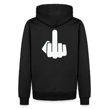 Doigt moyen Doigt moyen Doigt puant vous baise - Sweat à capuche Premium bio Homme - noir - Dos - Nico (187cm)