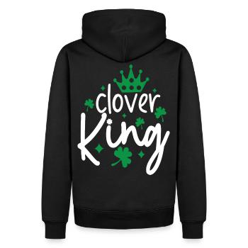 St. Patrick`s Day - Kleeblatt König - clover king - Männer Premium Bio Hoodie - Schwarz - Hinten - Nico (187cm)