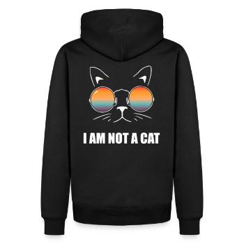 I am not a Cat - Funny Meme - Männer Premium Bio Hoodie - Schwarz - Hinten - Nico (187cm)