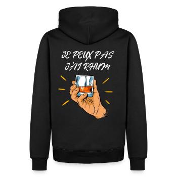 Ich kann nicht rum. - Männer Premium Bio Hoodie - Schwarz - Hinten - Nico (187cm)