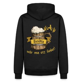 A Seidla wär ma etz lieber sommer Bier Genuss - Männer Premium Bio Hoodie - Schwarz - Hinten - Nico (187cm)