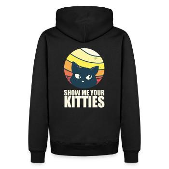 Lustiges Katzen Motiv - Show me your Kitties - Männer Premium Bio Hoodie - Schwarz - Hinten - Nico (187cm)