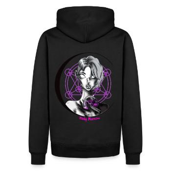Mady Piercing - Männer Premium Bio Hoodie - Schwarz - Hinten - Nico (187cm)