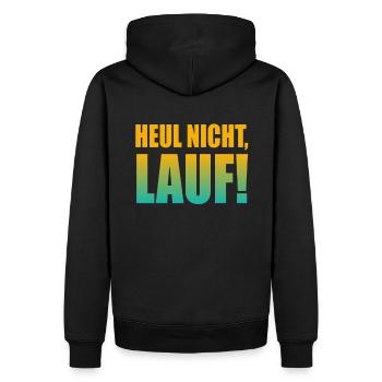 Heul nicht, Lauf! - Laufen, Joggen, Sport, Rennen - Männer Premium Bio Hoodie - Schwarz - Hinten - Nico (187cm)