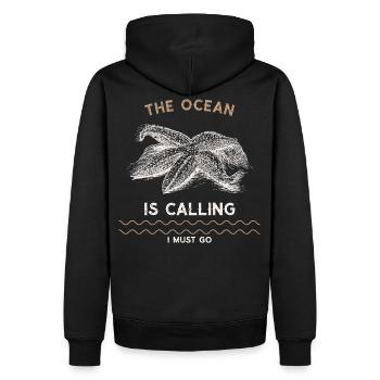 La mer appelle je vais, plongeur plonger vintage - Sweat à capuche Premium bio Homme - noir - Dos - Nico (187cm)