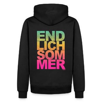 Endlich Sommer - Urlaub, Sonne, Outdoor - Männer Premium Bio Hoodie - Schwarz - Hinten - Nico (187cm)