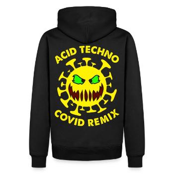 Acid Techno Covid Remix | Dark Hard Acid Techno - Sweat à capuche Premium bio Homme - noir - Dos - Nico (187cm)