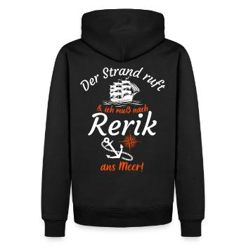 Rerik-Der Strand ruft und ich muss ans Meer -Funny - Männer Premium Bio Hoodie - Schwarz - Hinten - Nico (187cm)