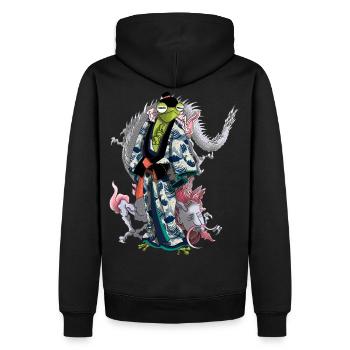 Ninja invocation - Sweat à capuche Premium bio Homme - noir - Dos - Nico (187cm)