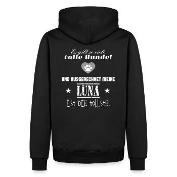 Hundename Luna Hundespruch mit Luna - Männer Premium Bio Hoodie - Schwarz - Hinten - Nico (187cm)