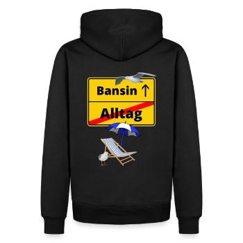 Bansin-Ortsschild Alltag Bansin -Ostsee - Männer Premium Bio Hoodie - Schwarz - Hinten - Nico (187cm)