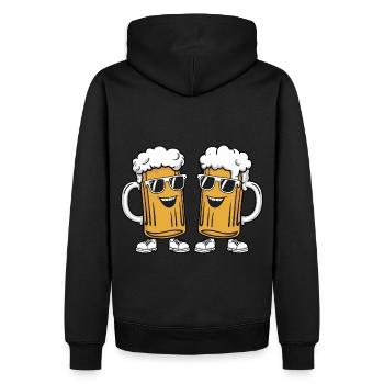 Deux chopes à bière amusantes avec des lunettes de soleil Bière - Sweat à capuche Premium bio Homme - noir - Dos - Nico (187cm)