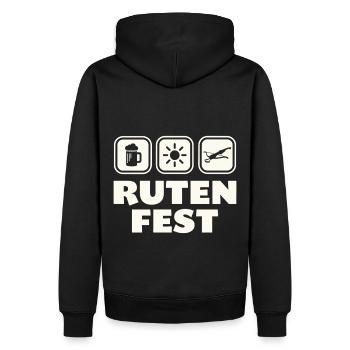 Rutenfest Ravensburg Wappen Symbole - Männer Premium Bio Hoodie - Schwarz - Hinten - Nico (187cm)
