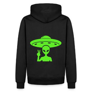 Alien UFO Peace - Männer Premium Bio Hoodie - Schwarz - Hinten - Nico (187cm)