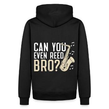 Chemise de saxophone amusante - Pouvez-vous même Reed Bro ? - Sweat à capuche Premium bio Homme - noir - Dos - Nico (187cm)