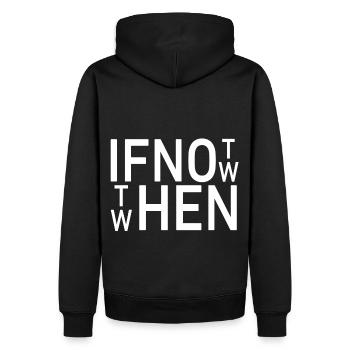 If not now - Men’s Premium Organic Hoodie - black - Back - Nico (187cm)