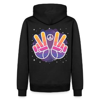 Peace - Men’s Premium Organic Hoodie - black - Back - Nico (187cm)