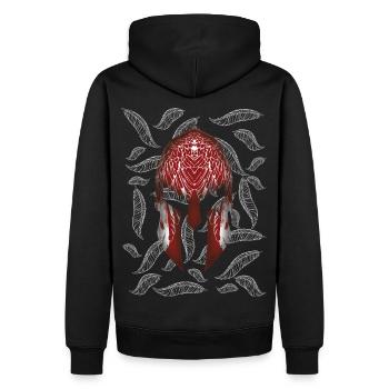 Spartaner Helm Adlerfedern - Männer Premium Bio Hoodie - Schwarz - Hinten - Nico (187cm)