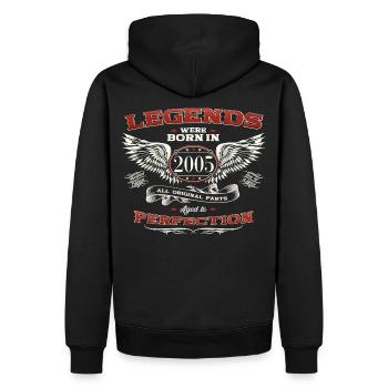 18. Geburtstag Mann Legende Jahrgang 2005 Oldtimer - Männer Premium Bio Hoodie - Schwarz - Hinten - Nico (187cm)