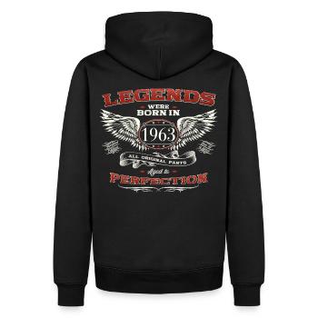 60. Geburtstag Mann Legende Jahrgang 1963 Oldtimer - Männer Premium Bio Hoodie - Schwarz - Hinten - Nico (187cm)
