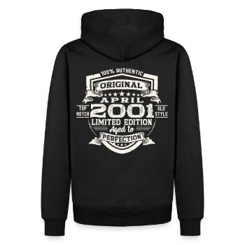 22 Geburtstag Mann Original April Jahrgang 2001 - Männer Premium Bio Hoodie - Schwarz - Hinten - Nico (187cm)