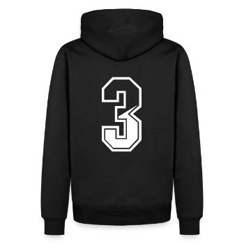 3 ans maillot numéro 3 T-shirt numéro 3 - Sweat à capuche Premium bio Homme - noir - Dos - Nico (187cm)