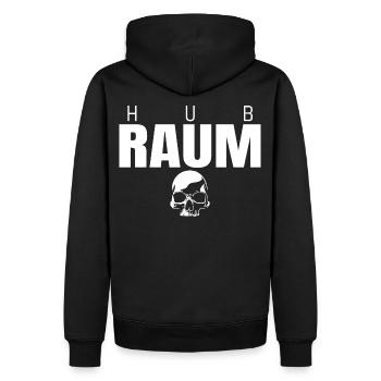 HUBRAUM Skull Rücken Print - Männer Premium Bio Hoodie - Schwarz - Hinten - Nico (187cm)