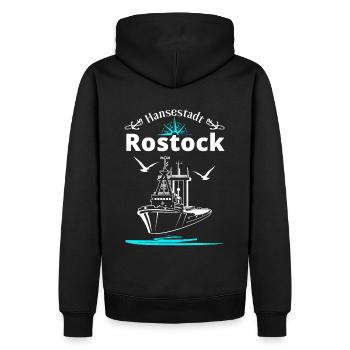 Rostock Hanseatic City Anchor Ship & Seagulls - Sweat à capuche Premium bio Homme - noir - Dos - Nico (187cm)