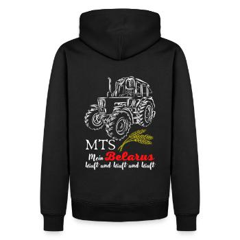 Biélorussie MTS / Ma Biélorussie est en cours d'exécution et en cours d'exécution. nostalgie de la RDA - Sweat à capuche Premium bio Homme - noir - Dos - Nico (187cm)