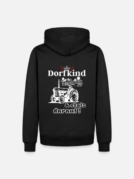 Dorfkind und stolz darauf- Spruch mit Traktor - Männer Premium Bio Hoodie - Schwarz