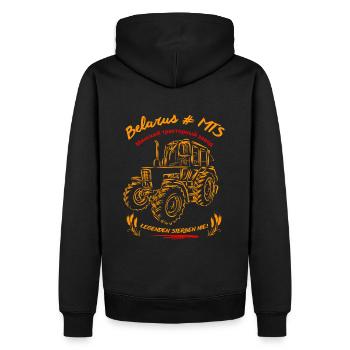 Belarus MTS / Legenden sterben nie. Ostalgie - Männer Premium Bio Hoodie - Schwarz - Hinten - Nico (187cm)
