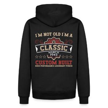 80e anniversaire homme Mars Né en 1943 Classique - Sweat à capuche Premium bio Homme - noir - Dos - Nico (187cm)