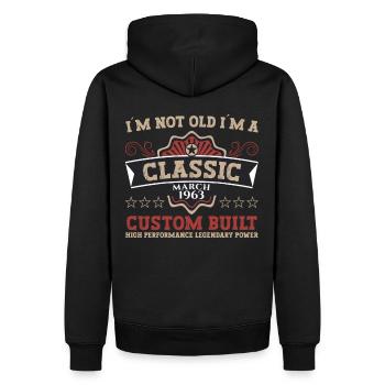 60e anniversaire homme Mars Né en 1963 Classique - Sweat à capuche Premium bio Homme - noir - Dos - Nico (187cm)